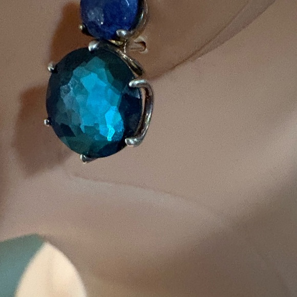 Ippolita Sterling 2 Blue Quartz, Lapis Stud Post Earrings TIMELESS - Picture 3 of 11